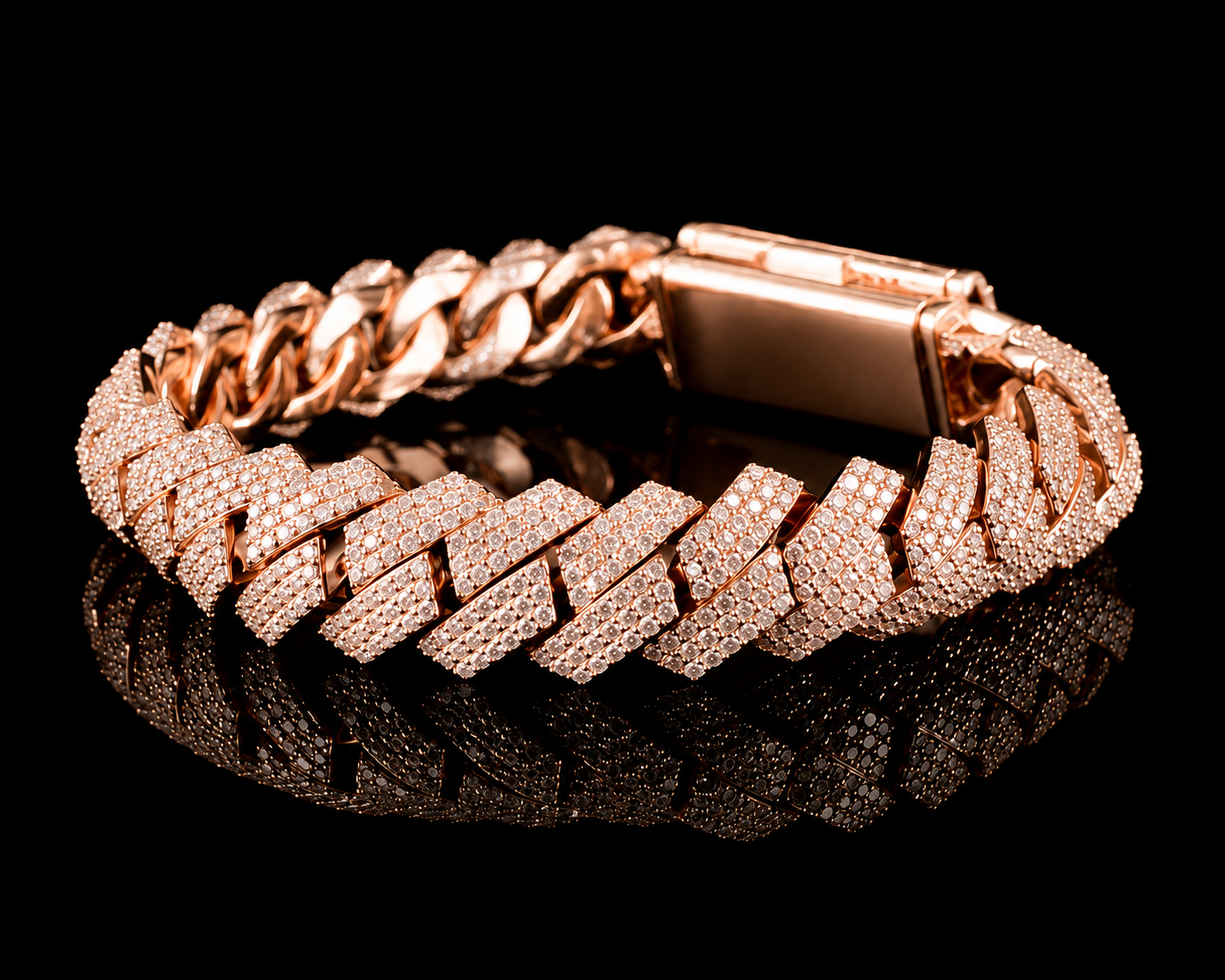 20mm Triple Row Prong Cuban Link Bracelet – White Gold