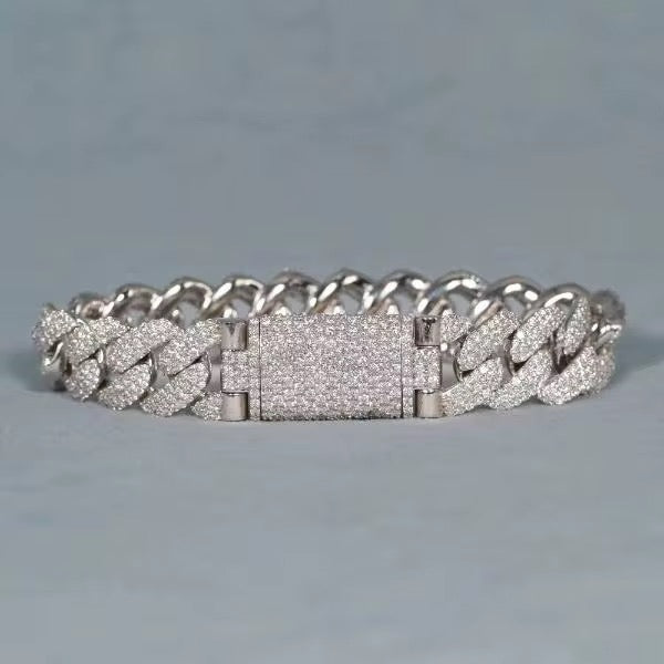 π Handcrafted Moissanite Cuban Bracelet β Diamond Tester Passes | Premium VVS Stones