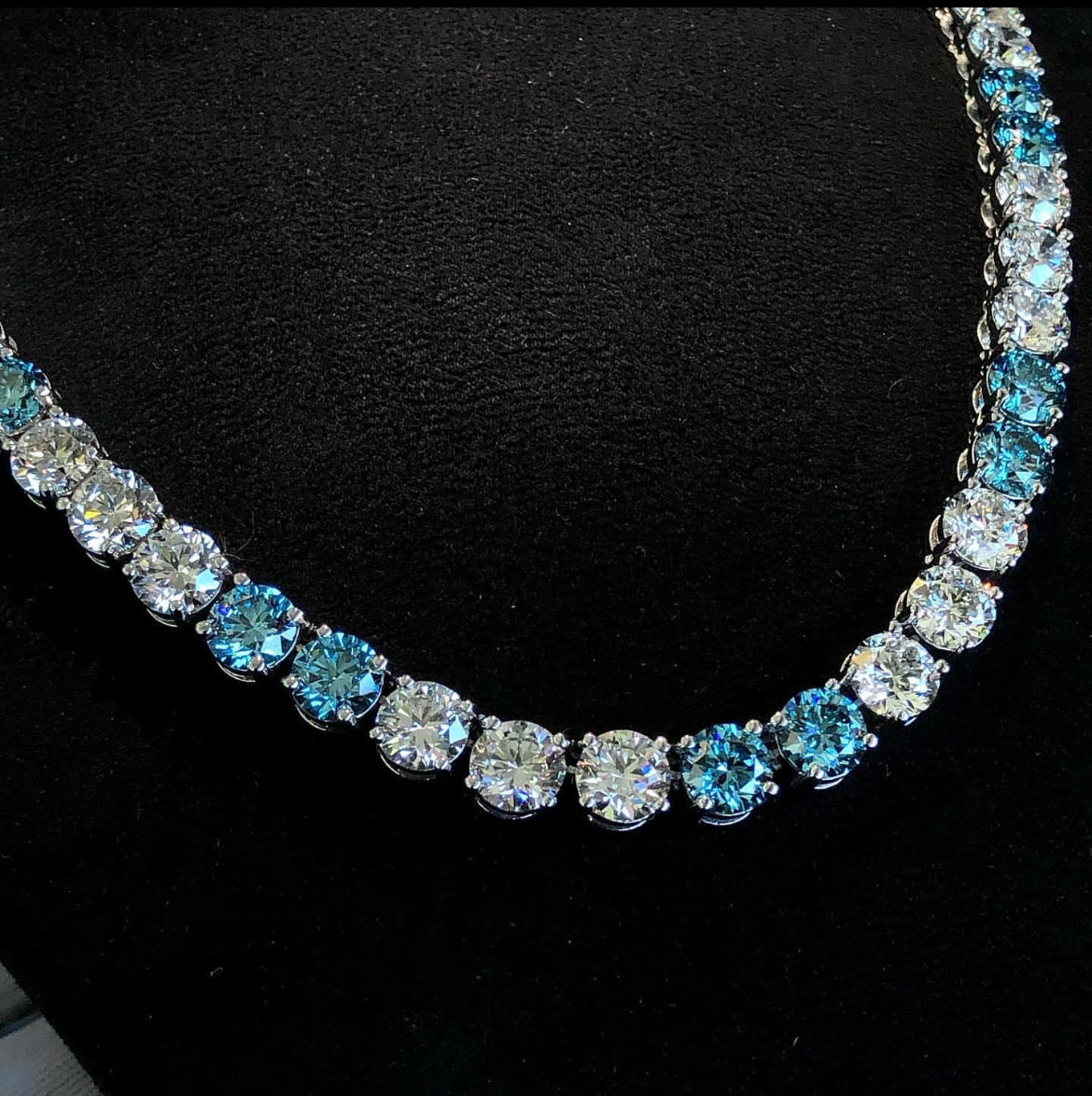 5MM IGI Certified Blue Diamond Tennis Chain