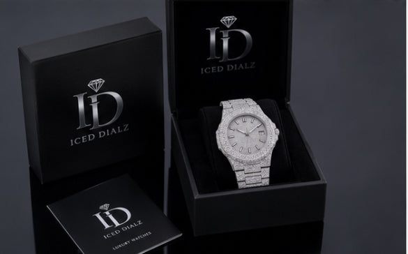Silver Iced Luxury Watch