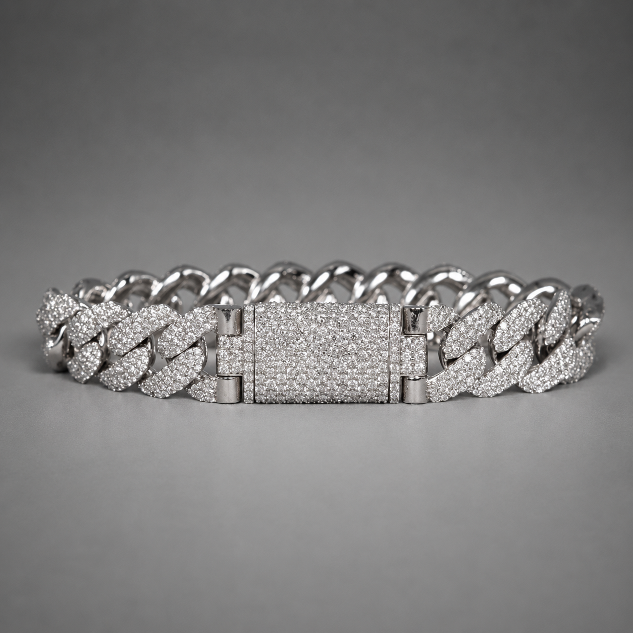12mm White Gold Cuban Link Bracelet – VVS Lab Diamonds & Moissanite
