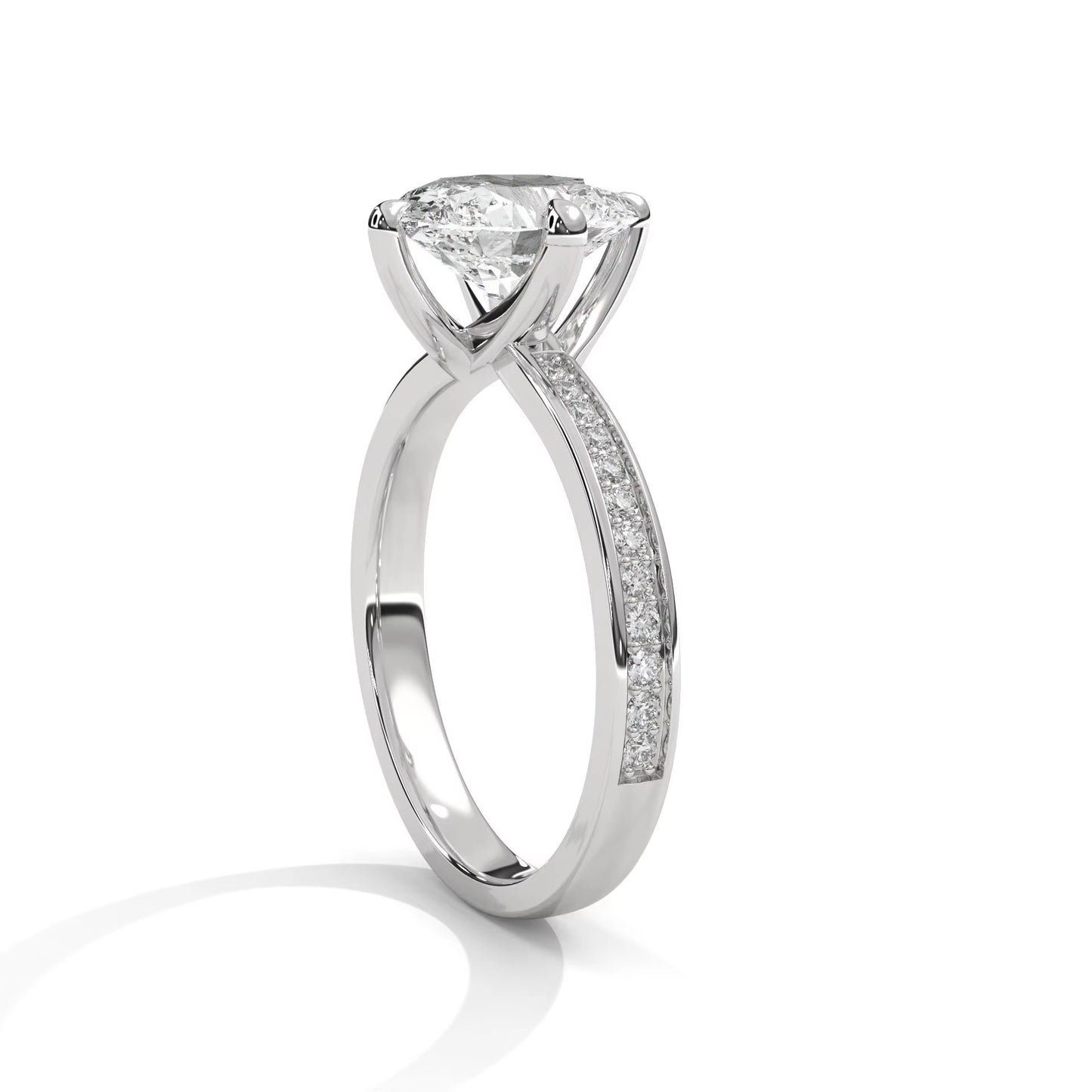 2.25 Carat Oval Cut Lab-Grown Diamond Engagement Ring | IGI Certified E-VS1 | Channel Set | 14K Gold