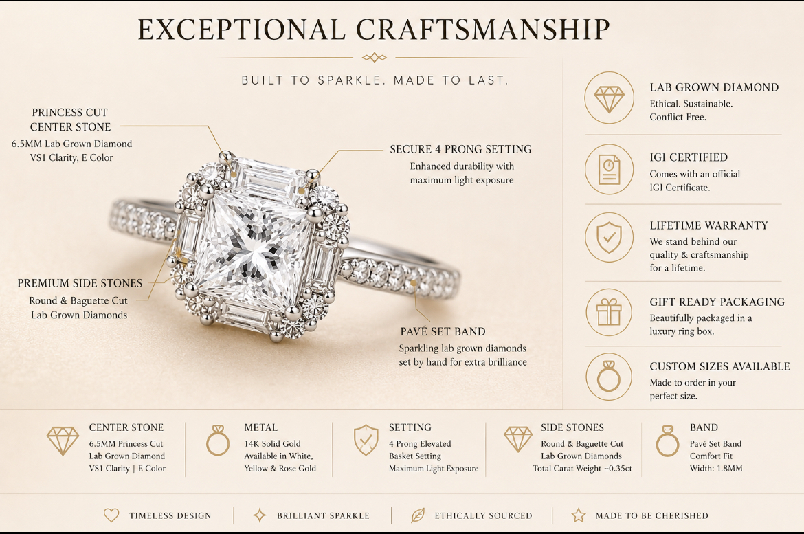 Princess Cut Moissanite Ring