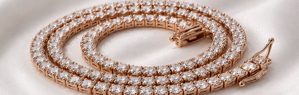 💎 Iced Moissanite Tennis Chain – Passes Diamond Tester GRA Certified| 3 Colors Available