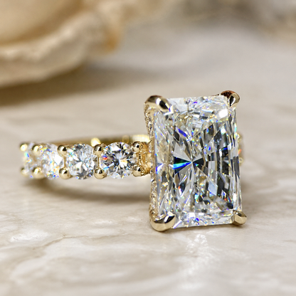 Emerald Cut Hidden Halo Lab Grown Diamond Engagement Ring | IGI Certified Solitaire Ring | anniversary Ring for Women