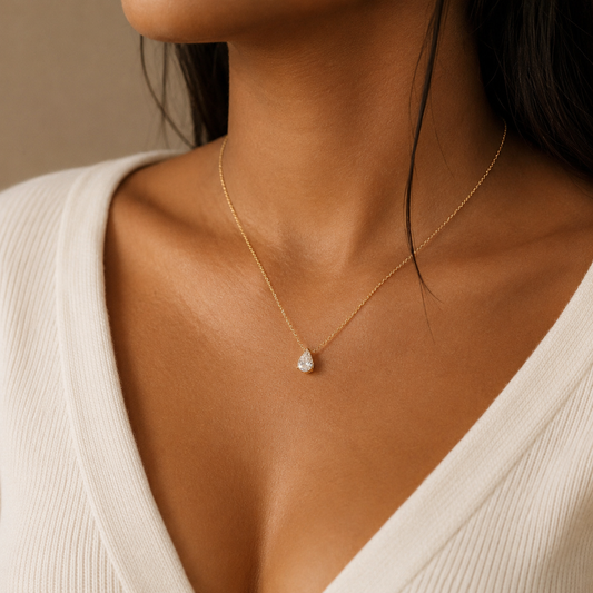 Pear Lab Diamond Solitaire Necklace