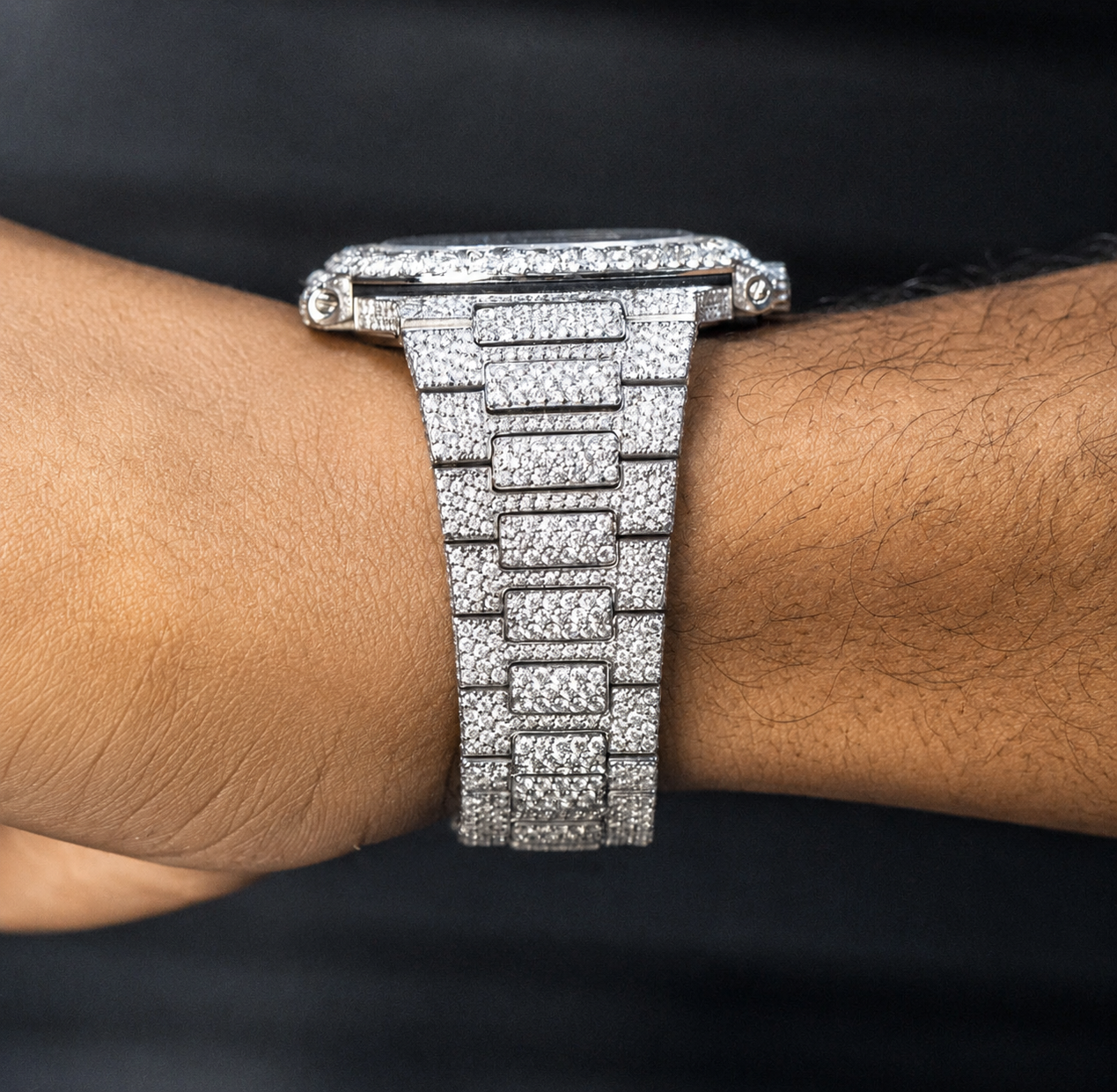 Silver Iced Luxury Watch