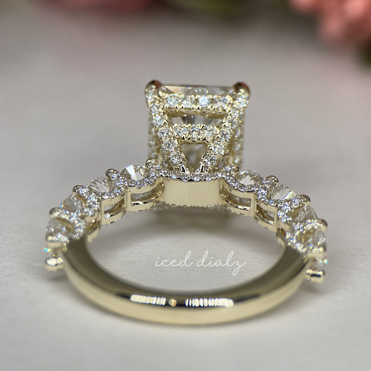 Emerald Cut Hidden Halo Lab Grown Diamond Engagement Ring | IGI Certified Solitaire Ring | anniversary Ring for Women