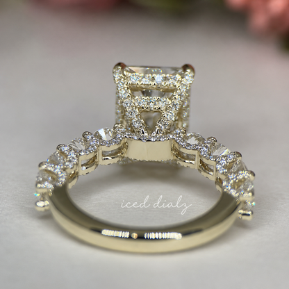 Emerald Cut Hidden Halo Lab Grown Diamond Engagement Ring | IGI Certified Solitaire Ring | anniversary Ring for Women