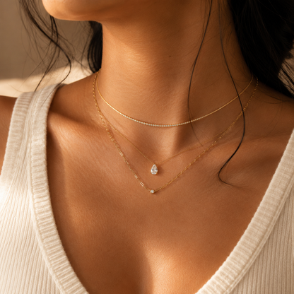 Pear Lab Diamond Solitaire Necklace