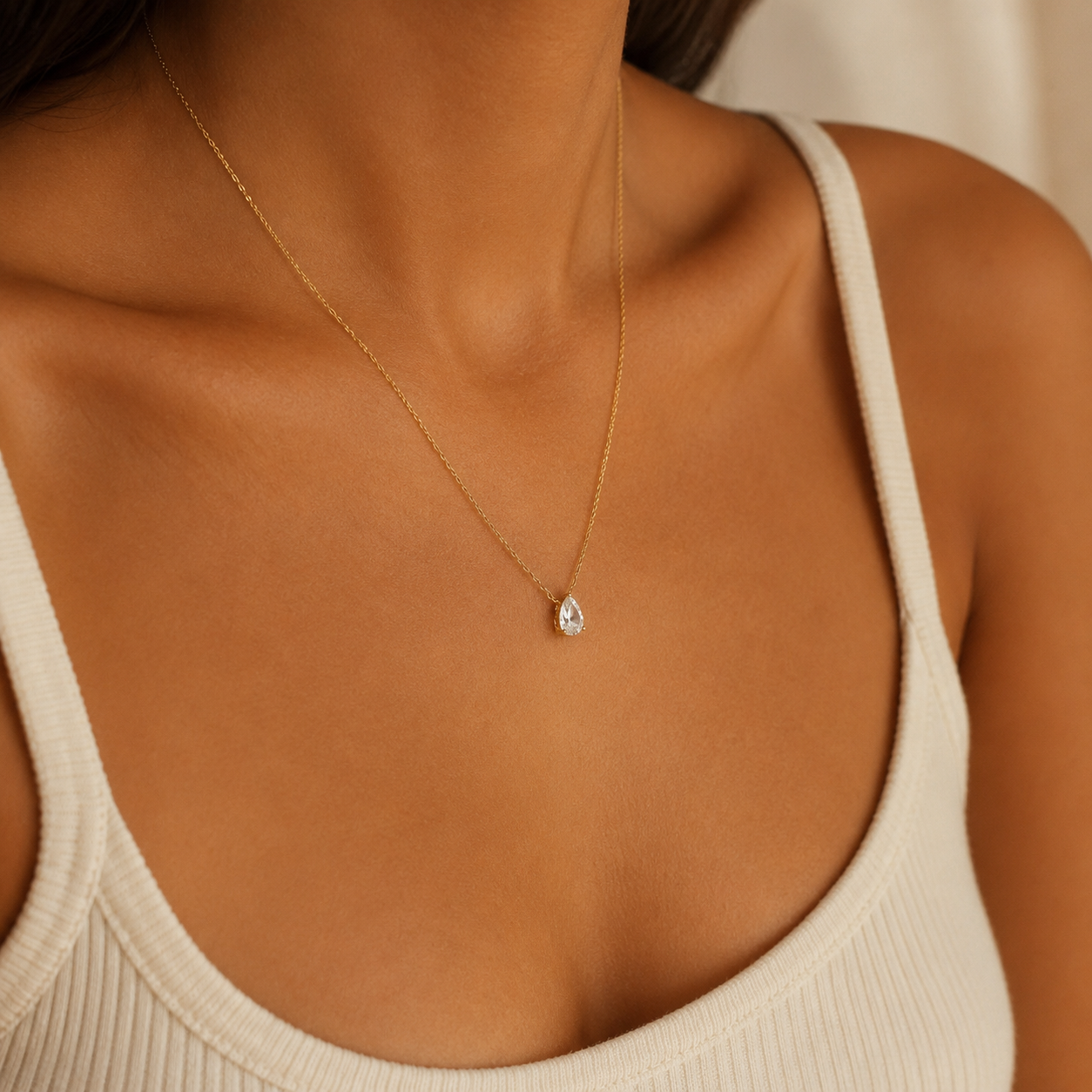 Pear Lab Diamond Solitaire Necklace