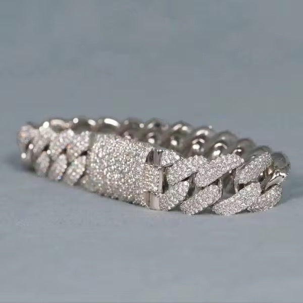 💎 Handcrafted Moissanite Cuban Bracelet – Diamond Tester Passes | Premium VVS Stones