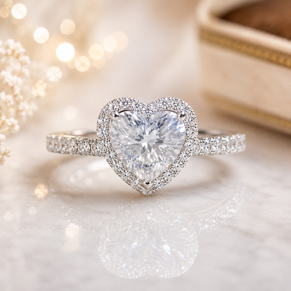 Heart Cut Halo Ring