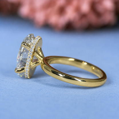 Oval Lab Grown Diamond Engagement Ring | Hidden Halo Solitaire | IGI Certified | 10K, 14K, 18K Gold & Platinum