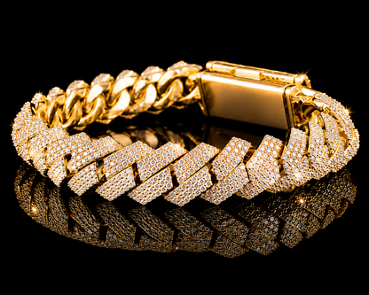 20mm Triple Row Prong Cuban Link Bracelet – White Gold