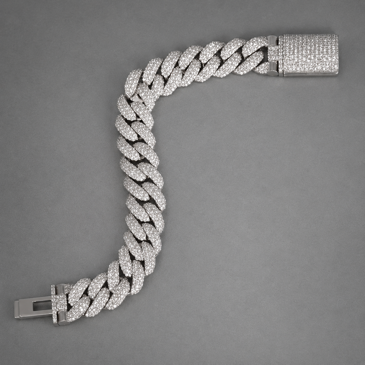 12mm White Gold Cuban Link Bracelet – VVS Lab Diamonds & Moissanite