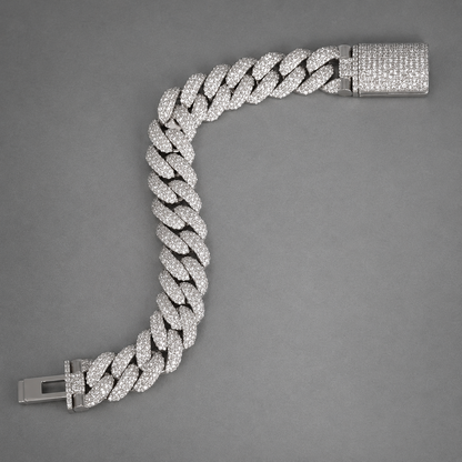 12mm White Gold Cuban Link Bracelet – VVS Lab Diamonds & Moissanite