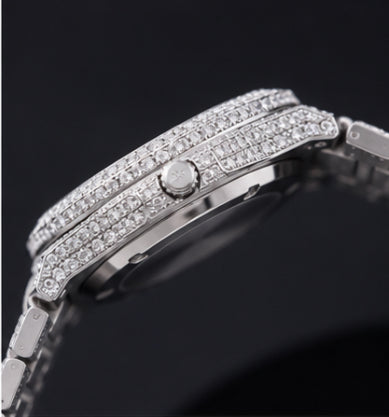 Silver Iced Luxury Watch