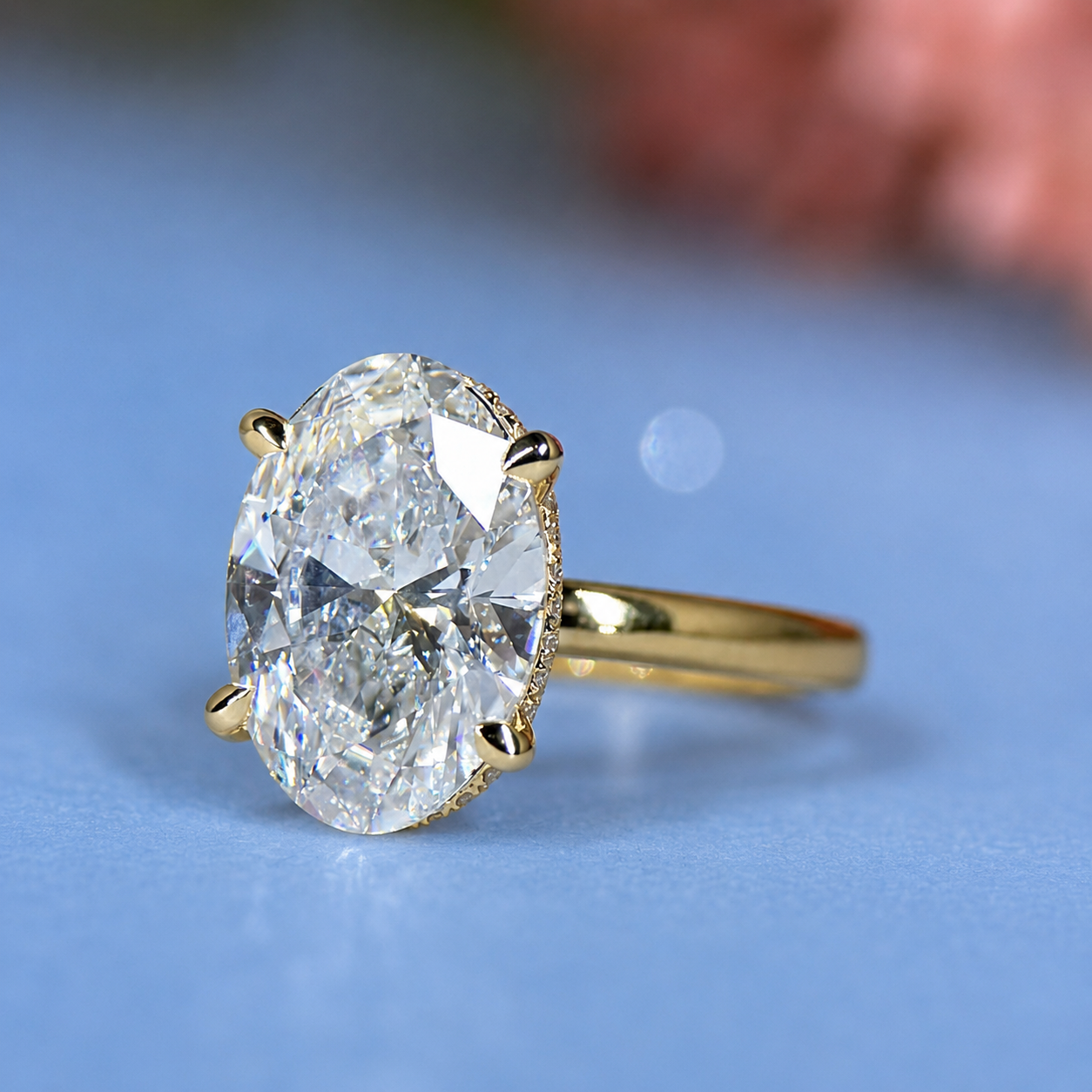 Oval Lab Grown Diamond Engagement Ring | Hidden Halo Solitaire | IGI Certified | 10K, 14K, 18K Gold & Platinum