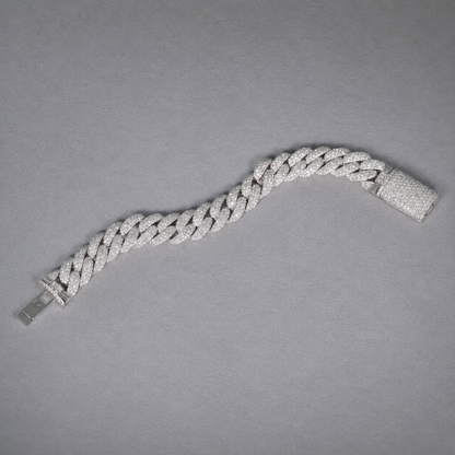 12mm White Gold Cuban Link Bracelet – VVS Lab Diamonds & Moissanite