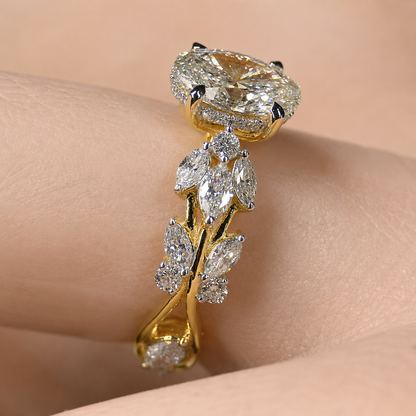 Oval Lab Diamond Engagement Ring – Six Claw Floral Setting