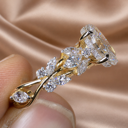Oval Lab Diamond Engagement Ring – Six Claw Floral Setting