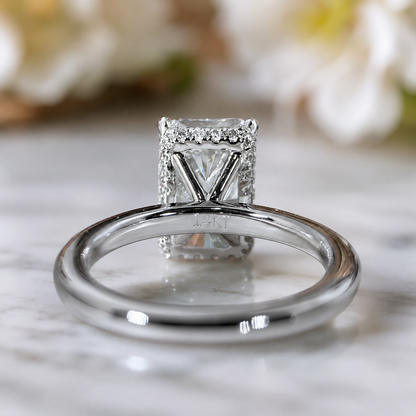 Emerald Cut Hidden Halo Lab Diamond Engagement Ring