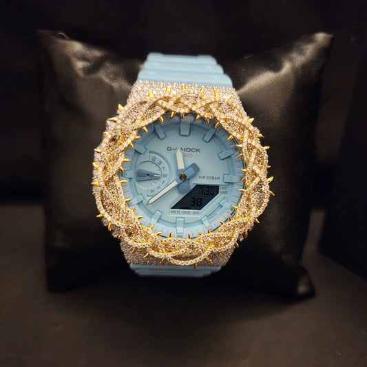 Custom Iced Thorn Sky Blue G-Shock Watch