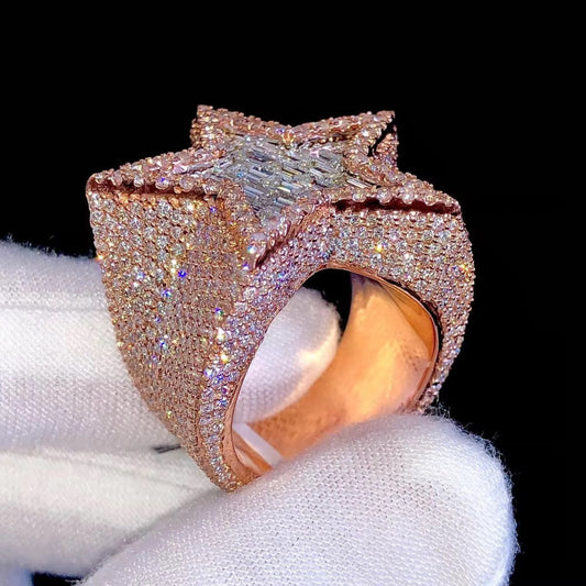 7 Carat Moissanite Star Ring – VVS1 Iced Out Men’s Statement Ring (925 Silver)