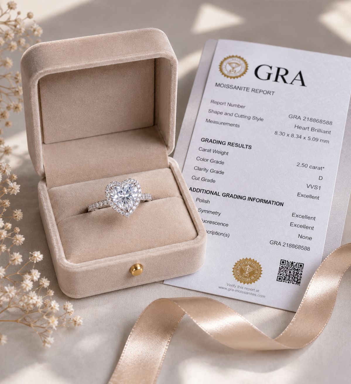 Heart Cut Moissanite Halo Ring