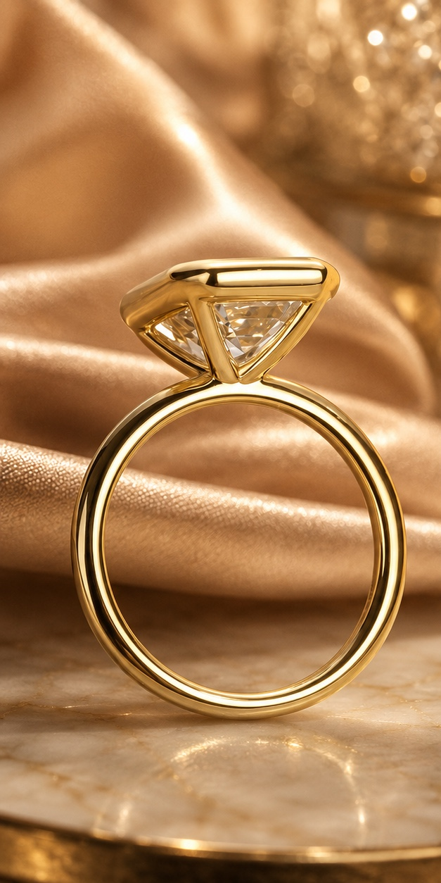 4.00 Carat Emerald Cut Lab-Grown Diamond Ring | IGI Certified E-VS1 | Bezel Set | 14K White Gold