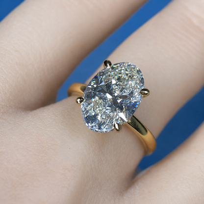 Oval Lab Grown Diamond Engagement Ring | Hidden Halo Solitaire | IGI Certified | 10K, 14K, 18K Gold & Platinum