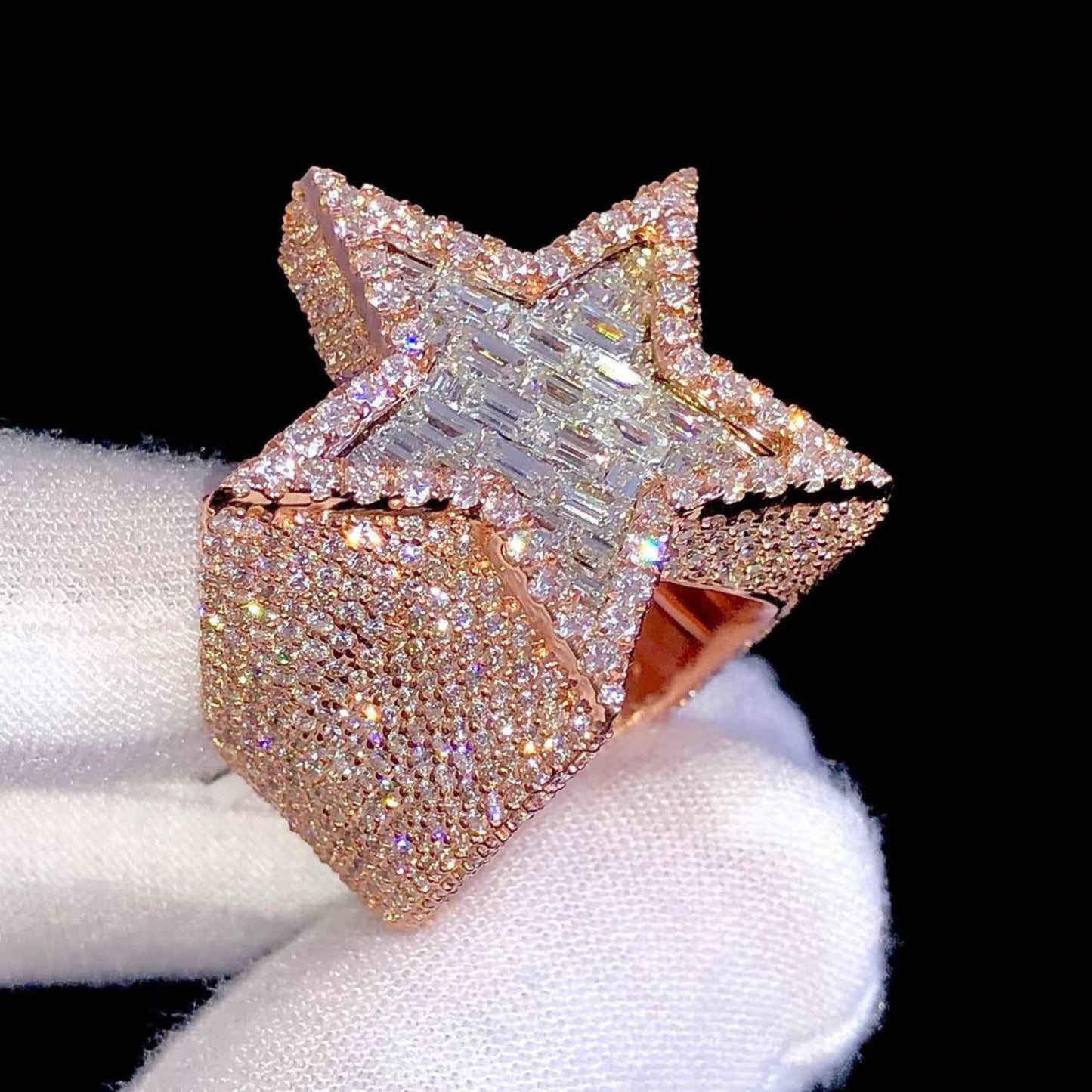 7 Carat Moissanite Star Ring – VVS1 Iced Out Men’s Ring | GRA Certified