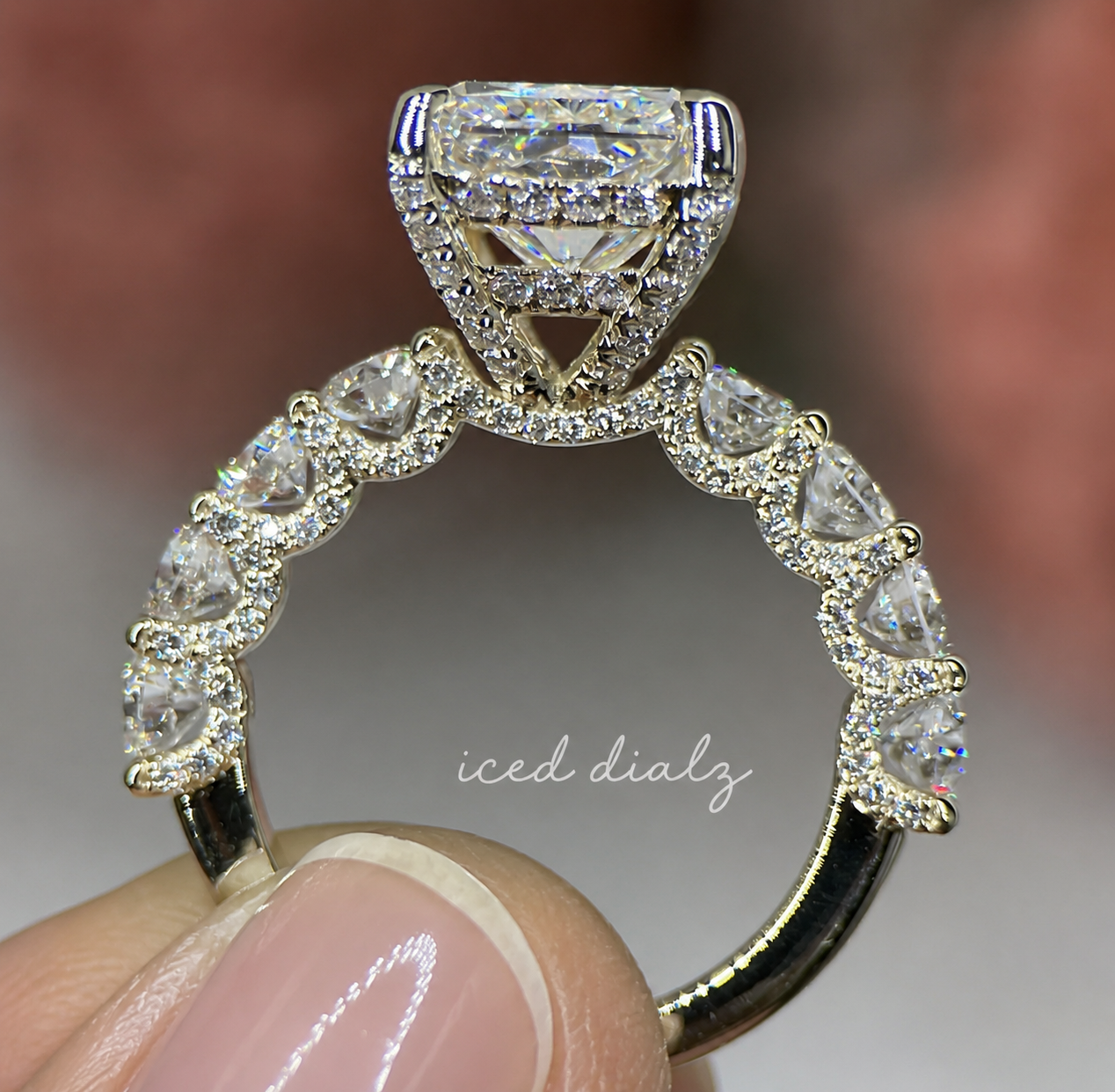 Emerald Cut Hidden Halo Lab Grown Diamond Engagement Ring | IGI Certified Solitaire Ring | anniversary Ring for Women