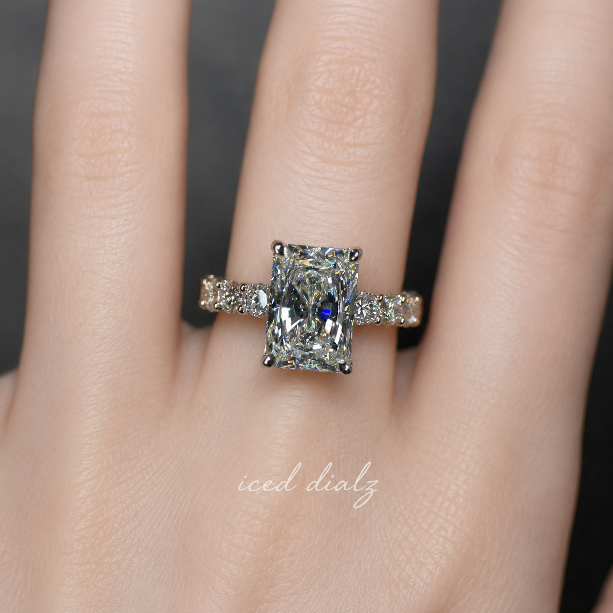 Emerald Cut Hidden Halo Lab Grown Diamond Engagement Ring | IGI Certified Solitaire Ring | anniversary Ring for Women