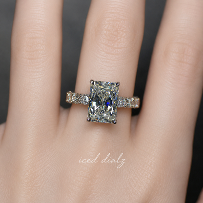 Emerald Cut Hidden Halo Lab Grown Diamond Engagement Ring | IGI Certified Solitaire Ring | anniversary Ring for Women