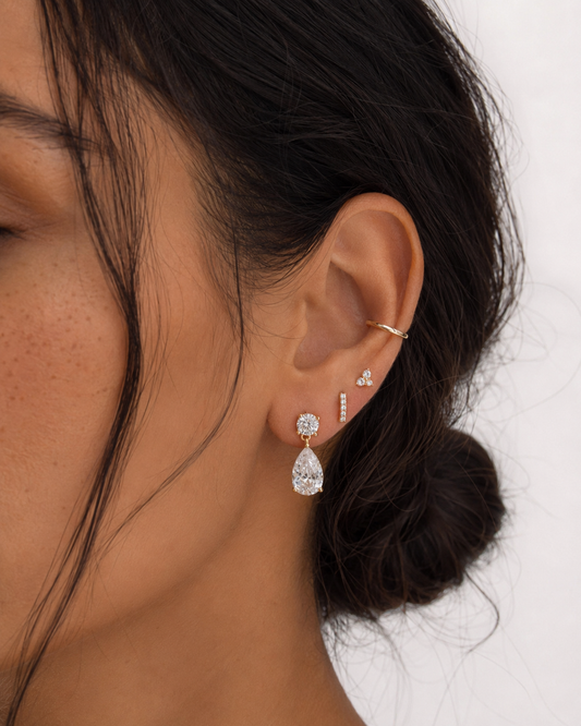 Lab-Grown Diamond Pear Drop Earrings in Gold