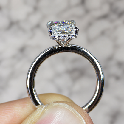 Emerald Cut Hidden Halo Lab Diamond Engagement Ring