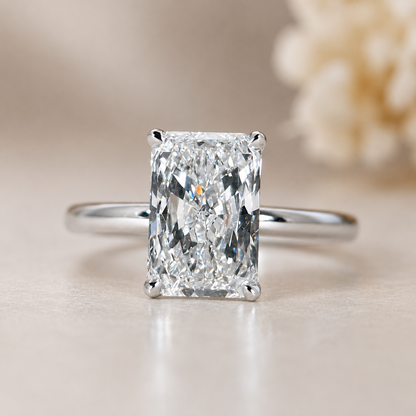 Emerald Cut Hidden Halo Lab Diamond Engagement Ring