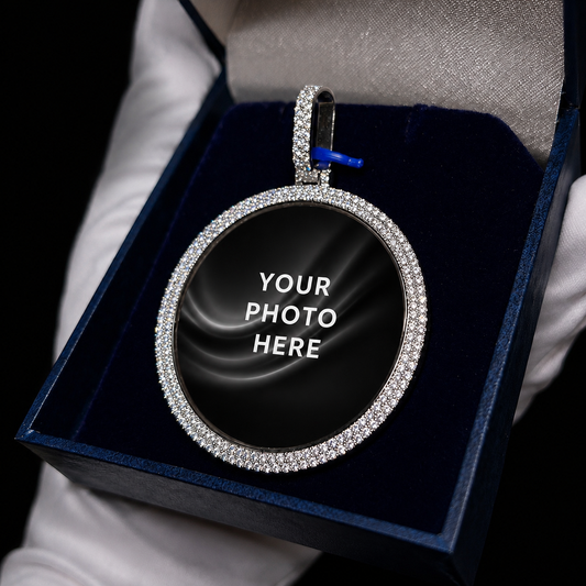 Custom VVS Photo Memory Pendant | Moissanite & Lab Diamond