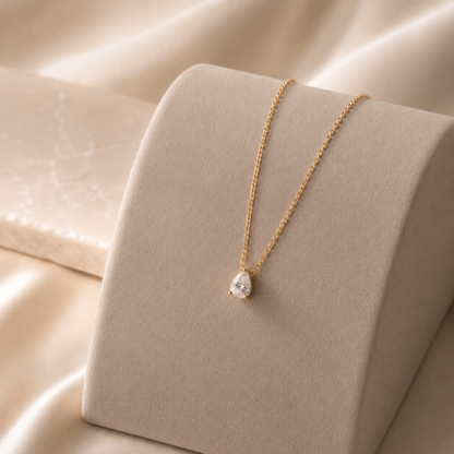Pear Lab Diamond Solitaire Necklace