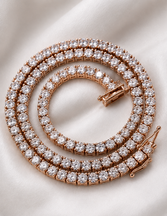 💎 Iced Moissanite Tennis Chain – Passes Diamond Tester GRA Certified| 3 Colors Available