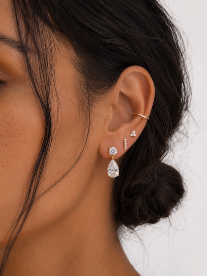 Lab-Grown Diamond Pear Drop Earrings in Gold