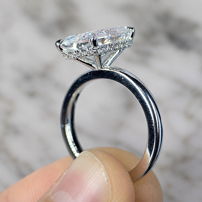Emerald Cut Hidden Halo Lab Diamond Engagement Ring