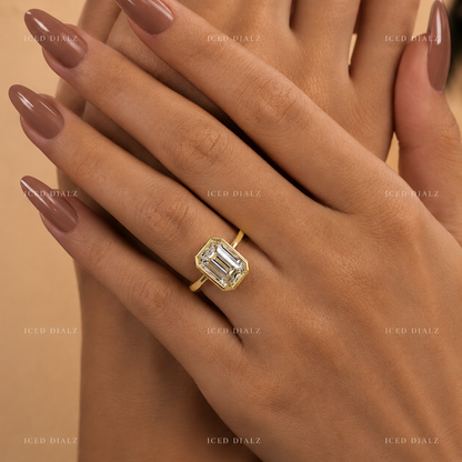 4.00 Carat Emerald Cut Lab-Grown Diamond Ring | IGI Certified E-VS1 | Bezel Set | 14K White Gold