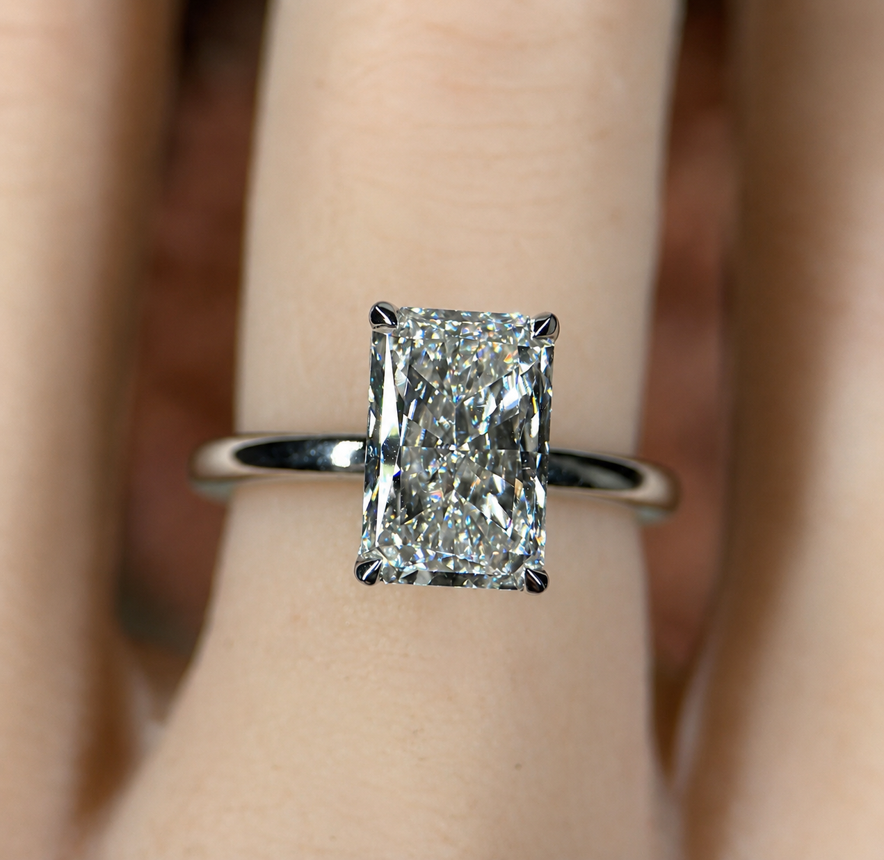 Emerald Cut Hidden Halo Lab Diamond Engagement Ring