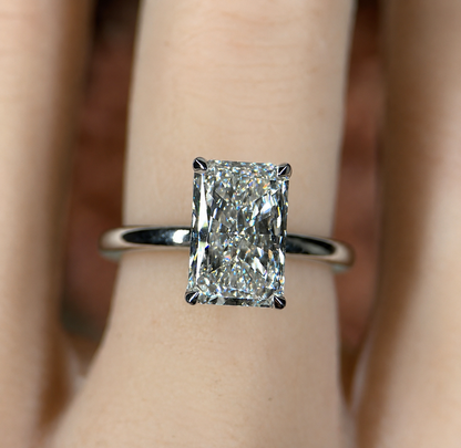 Emerald Cut Hidden Halo Lab Diamond Engagement Ring