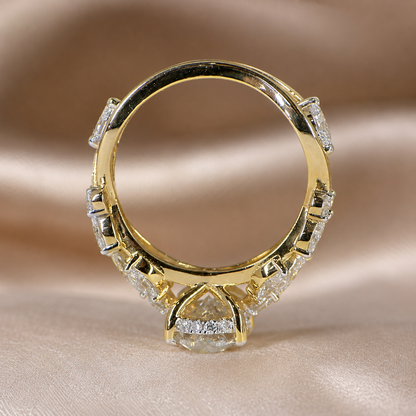 Oval Lab Diamond Engagement Ring – Six Claw Floral Setting