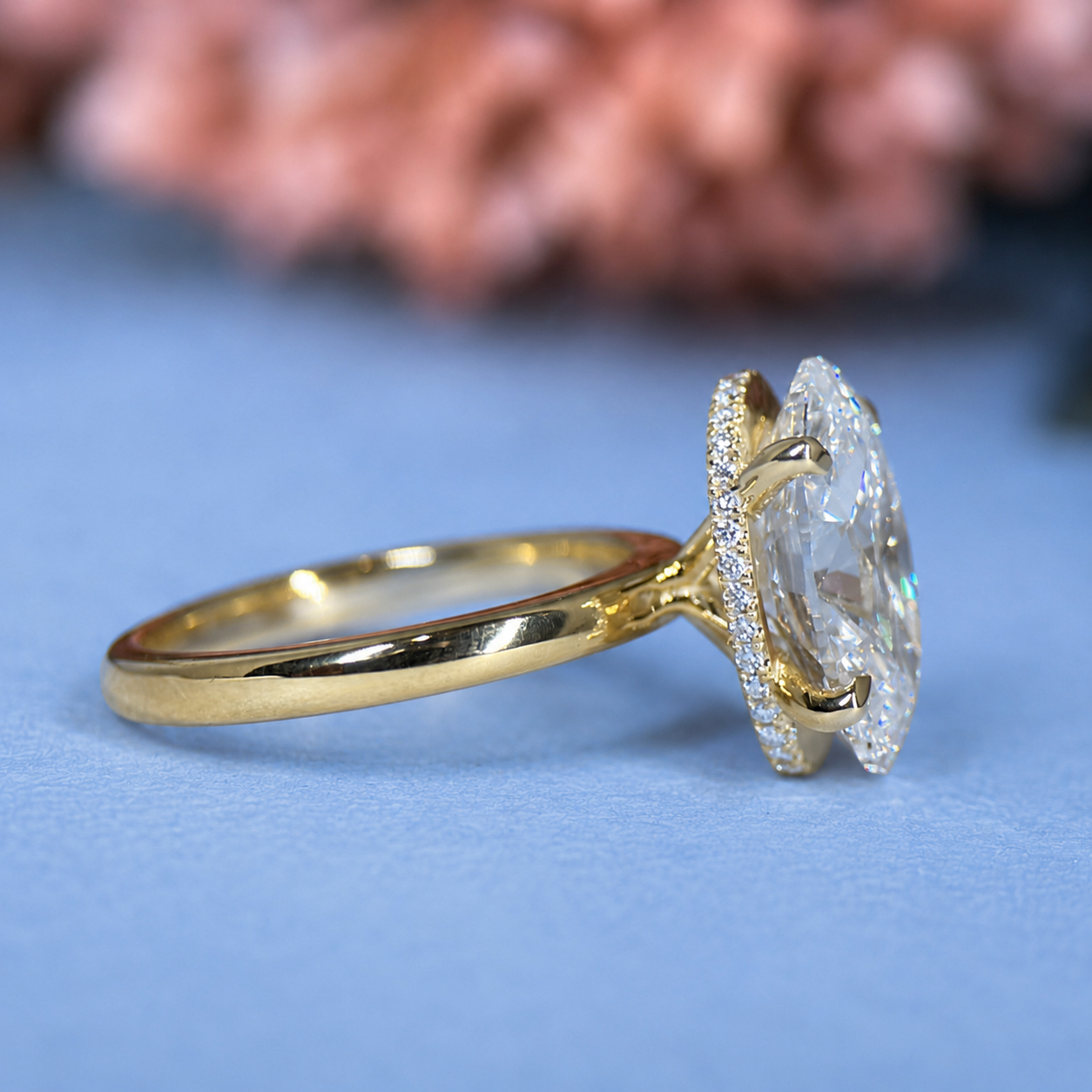 Oval Lab Grown Diamond Engagement Ring | Hidden Halo Solitaire | IGI Certified | 10K, 14K, 18K Gold & Platinum