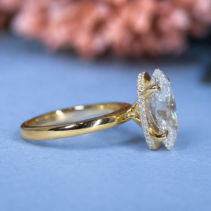 Oval Lab Grown Diamond Engagement Ring | Hidden Halo Solitaire | IGI Certified | 10K, 14K, 18K Gold & Platinum